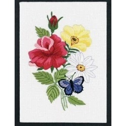 Image 1 of Janlynn Butterfly and Floral Embroidery Embroidery Kit