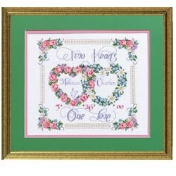 Janlynn Two Hearts, One Love Wedding Sampler Cross Stitch Kit