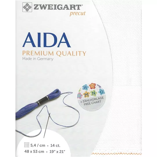 Zweigart 14 Count Aida Pre-Cut - White Fabric