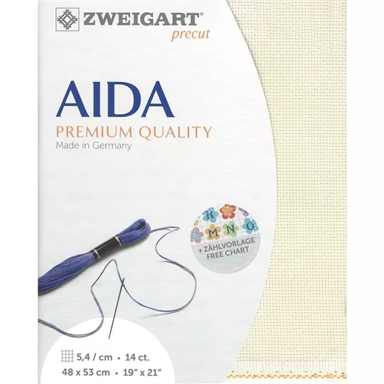Zweigart 14 Count Aida Pre-Cut - Cream Fabric