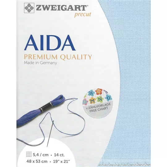 Zweigart 14 Count Aida Pre-Cut - Sky Blue