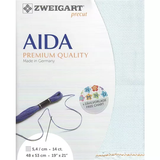Zweigart 14 Count Aida Pre-Cut - Ice Blue