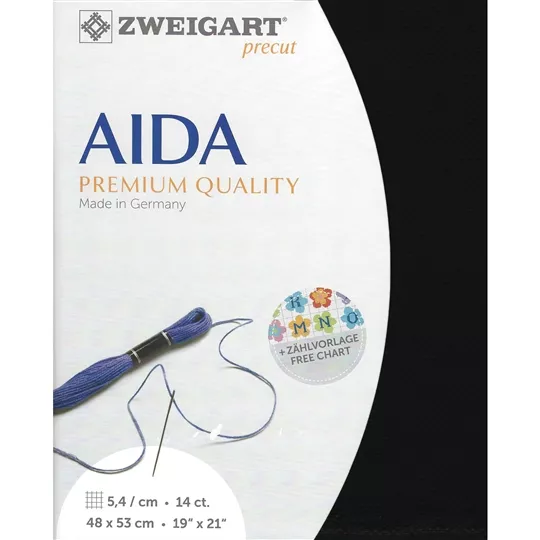 Zweigart 14 Count Aida Pre-Cut - Black Fabric