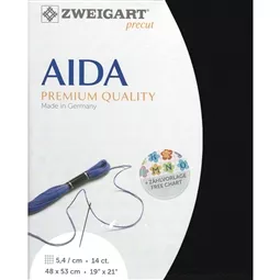 Zweigart 14 Count Aida Pre-Cut - Black Fabric