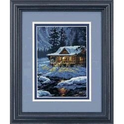 Image 1 of Dimensions Moonlit Cabin Cross Stitch Kit