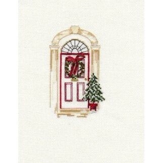 Image 1 of Derwentwater Designs Christmas Door Christmas Card Making Cross Stitch Kit