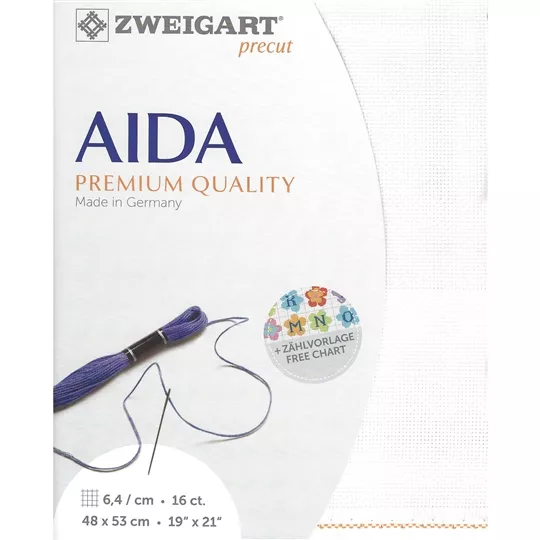Zweigart 16 Count Aida Pre-Cut - White Fabric