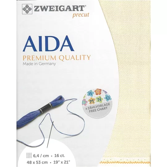 Zweigart 16 Count Aida Pre-Cut - Cream Fabric