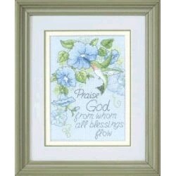 Image 1 of Dimensions Hummingbird and Morning Glories Cross Stitch Kit