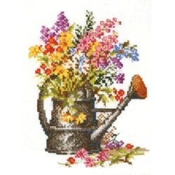 Image 1 of Pako Flowers in a Watering Can Cross Stitch Kit