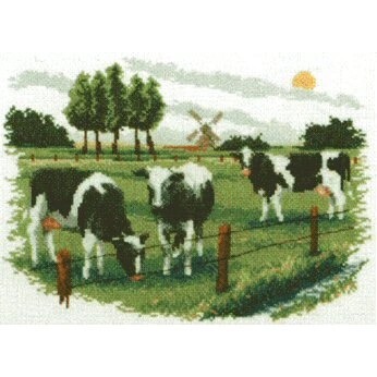 Image 1 of Pako Cows Grazing Cross Stitch Kit