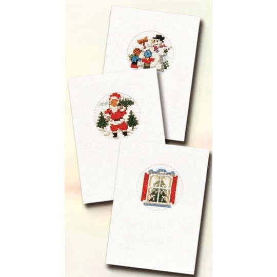 Image 1 of Pako Santa and Snowman Cards Christmas Cross Stitch Kit