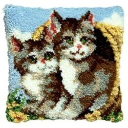 Pako Two Cats in a Basket Latch Hook Rug Kit