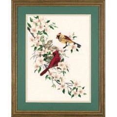 Image 1 of Dimensions Cardinals in Dogwood Embroidery Kit