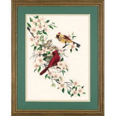 Dimensions Cardinals in Dogwood Embroidery Kit