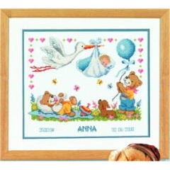 Image 1 of Vervaco Stork Delivery to Bears Cross Stitch Kit