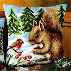 Image 1 of Vervaco Squirrel and Robin Cross Stitch Kit