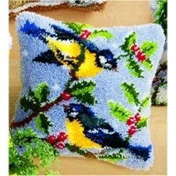 Image 1 of Vervaco Winter Birds Cushion Latch Hook Kit