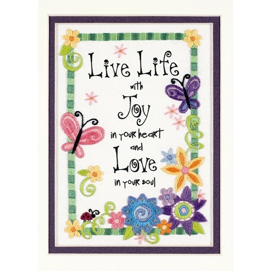 Image 1 of Dimensions Live Life Embroidery Kit