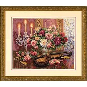 Image 1 of Dimensions Romantic Floral Cross Stitch Kit