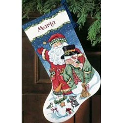 Dimensions Santa and Snowman Stocking Christmas Cross Stitch Kit