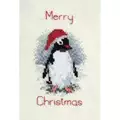 Image of Derwentwater Designs Penguin Christmas Card Making Christmas Cross Stitch Kit