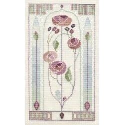 Image 1 of Derwentwater Designs Mackintosh Panel - Oriental Rose Cross Stitch Kit