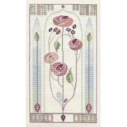 Derwentwater Designs Mackintosh Panel - Oriental Rose Cross Stitch Kit