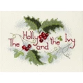 Image of Derwentwater Designs The Holly and the Ivy Christmas Card Making Christmas Cross Stitch Kit