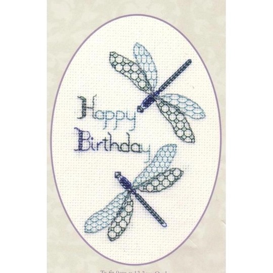 Image 1 of Derwentwater Designs Dragonfly Birthday Cross Stitch Kit