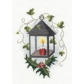 Image of Derwentwater Designs Lantern Christmas Card Making Christmas Cross Stitch Kit