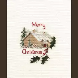 Derwentwater Designs Christmas Cottage Christmas Card Making Cross Stitch Kit