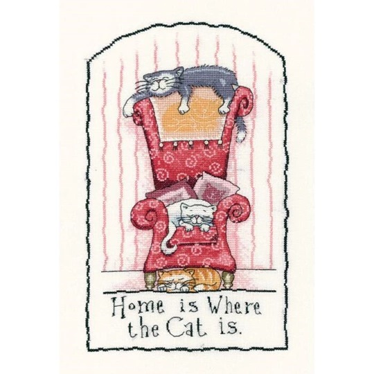 Image 1 of Heritage Home is Where the Cat is - Aida Cross Stitch Kit