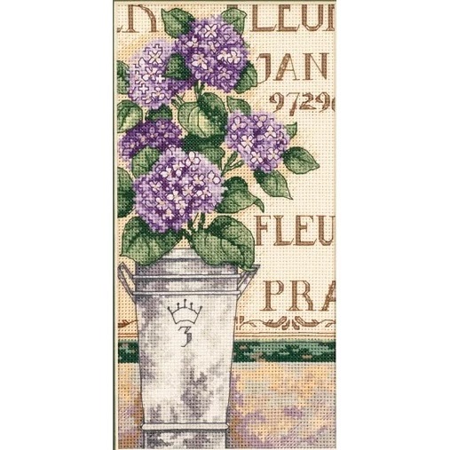 Image 1 of Dimensions Hydrangea Floral Cross Stitch Kit