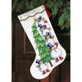 Image of Dimensions Trimming the Tree Stocking Christmas Cross Stitch Kit