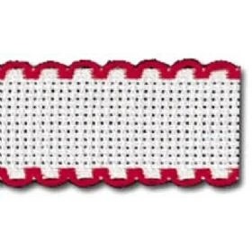 Image 1 of Zweigart Aida Band - 14 count - 19 White/Red (7107)
