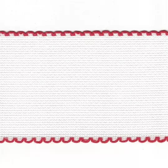 Zweigart 14 count Aida Band 50mm - White/Red Fabric