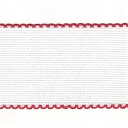 Zweigart 14 count Aida Band 50mm - White/Red Fabric