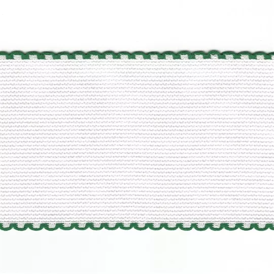 Zweigart 14 count Aida Band 50mm - White/Green Fabric