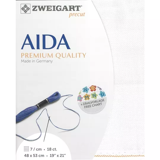 Zweigart 18 Count Aida Pre-Cut - White Fabric