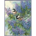 Image of Dimensions Chickadees and Lilacs Cross Stitch Kit