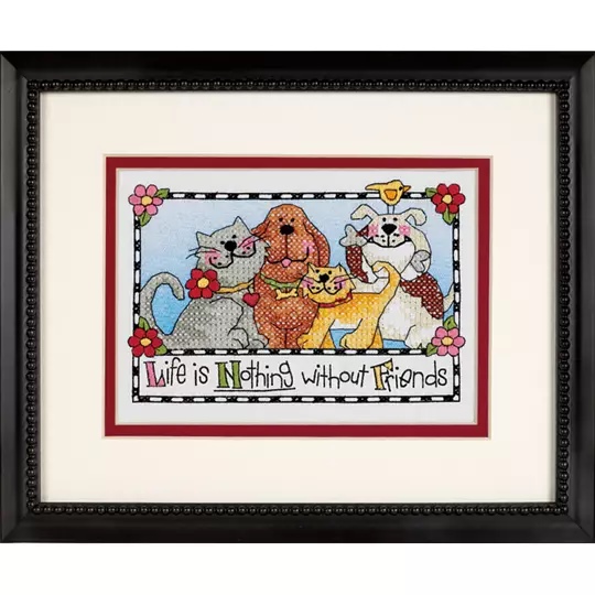 Image 1 of Dimensions Life is Nothing Without Friends Cross Stitch Kit