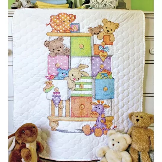 Image 1 of Dimensions Baby Drawers Quilt Cross Stitch Kit