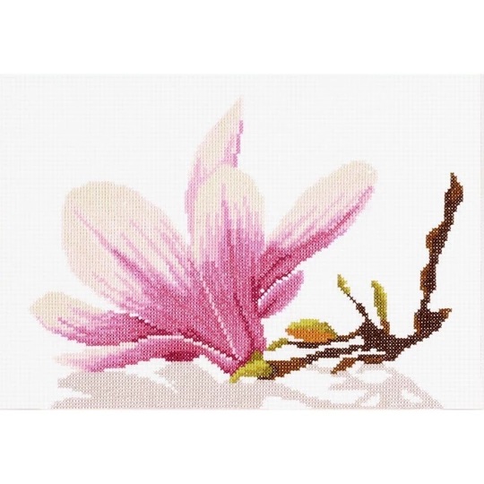 Image 1 of Lanarte Magnolia branch and Flower - Aida Cross Stitch Kit