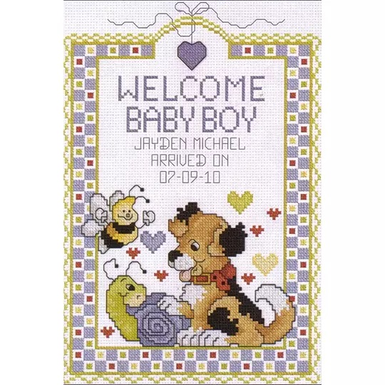 Image 1 of Janlynn Welcome Baby Boy Cross Stitch Kit