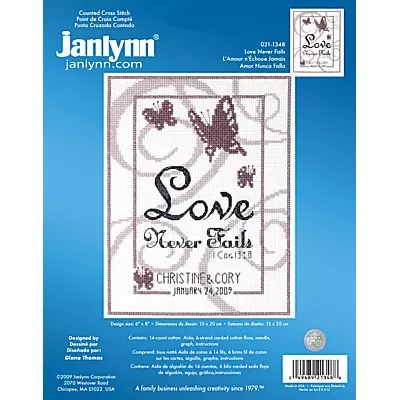 Image 1 of Janlynn Love Never Fails Cross Stitch Kit
