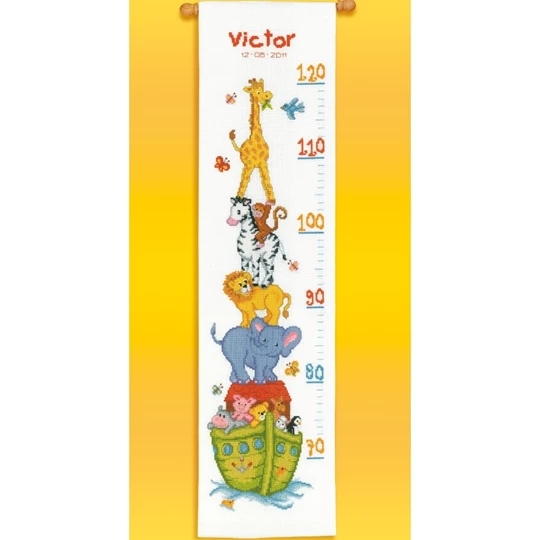 Image 1 of Vervaco Noah's Ark Height Chart Cross Stitch Kit