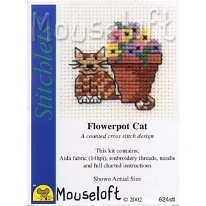 Image 1 of Mouseloft Flowerpot Cat Cross Stitch Kit