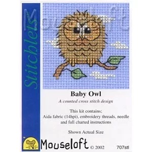 Image 1 of Mouseloft Baby Owl Cross Stitch Kit