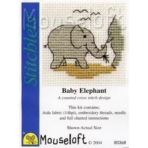 Image 1 of Mouseloft Baby Elephant Cross Stitch Kit
